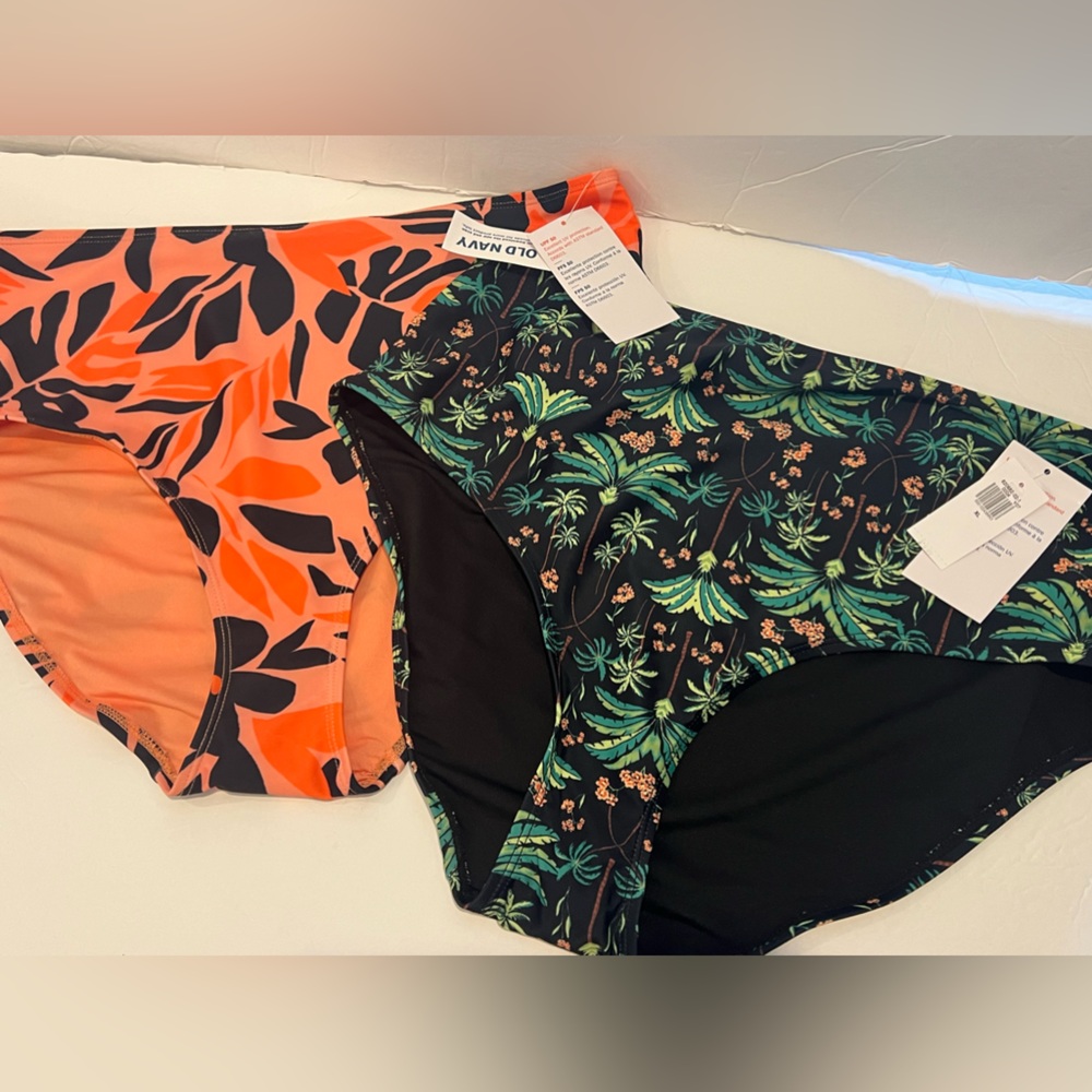 Old Navy Bikini Swim Bottoms XL Set Of 2 X-Large 18 Tropical Floral Trendy Cute